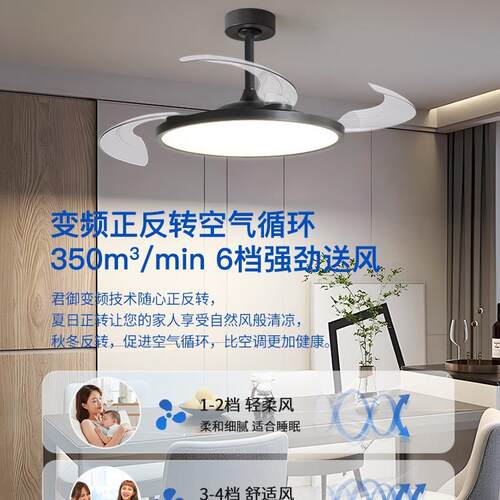 全光谱风扇灯吊扇护餐厅灯室轻874卧奢灯具现灯代简约