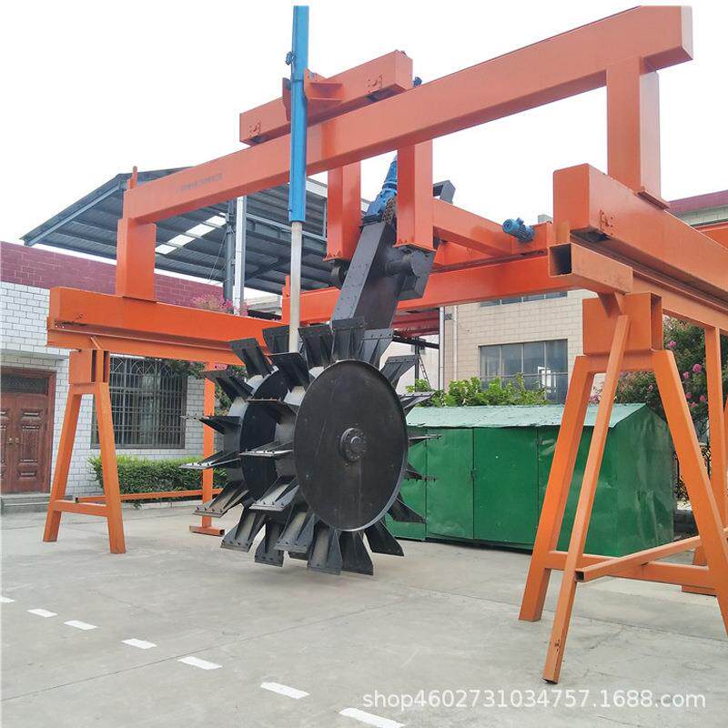 双轮盘液压翻堆机大型养殖粪便翻抛机污泥沼渣有机肥堆肥发酵设备