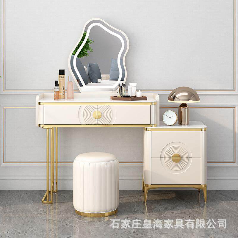 轻奢岩板梳妆台烤漆奶油风小户型客厅电视柜卧室现代简约化妆柜