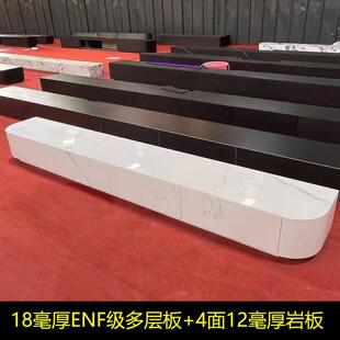 2025新款客厅全岩板电视柜意式轻奢背景墙地台高端定制实木落地柜