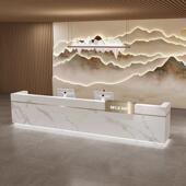 公司前台桌接待台酒店大堂烤漆吧台房地产大理石纹柜台收银柜台定