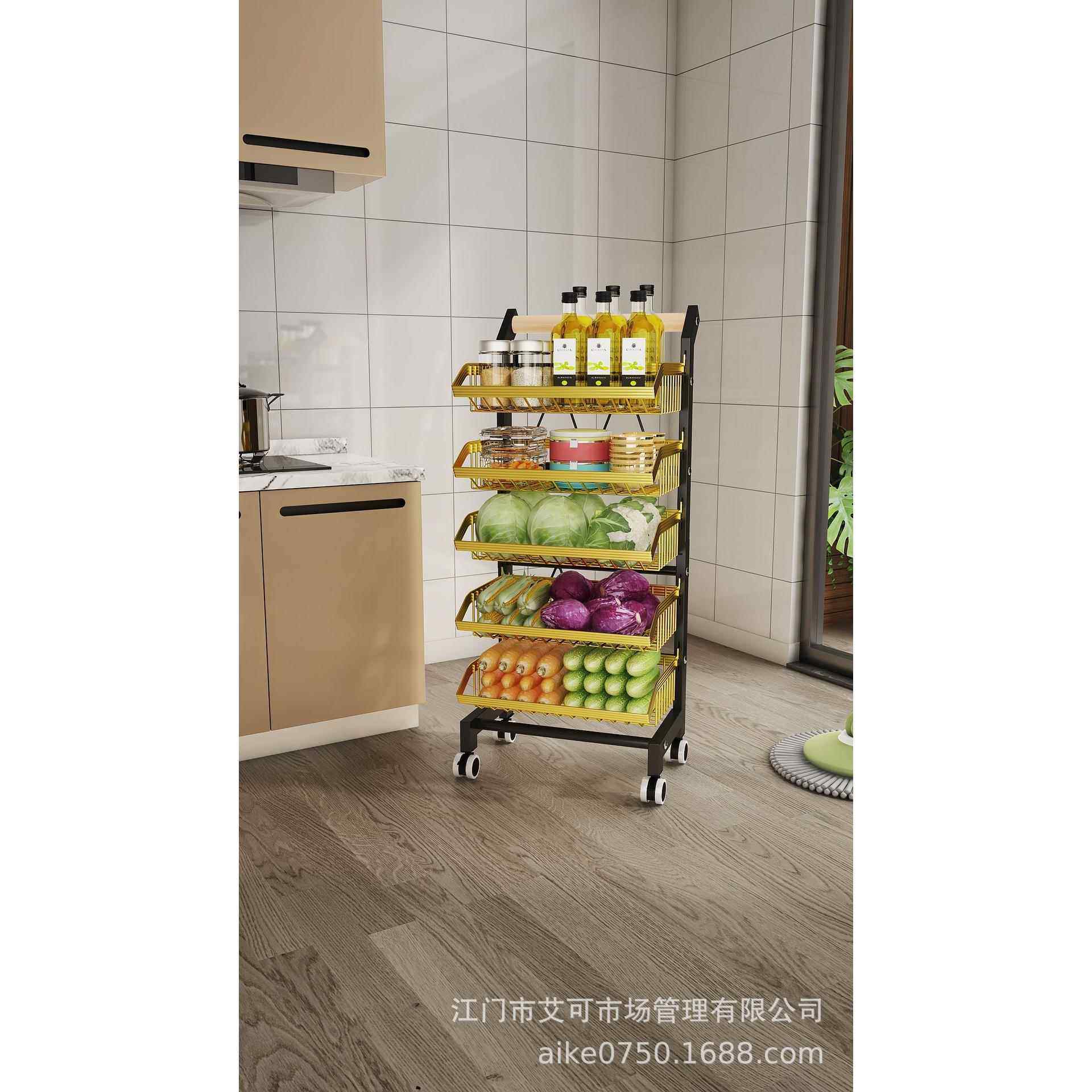 移动厨房置物架多层收纳架落地锅架多功能加厚推车多层可调节