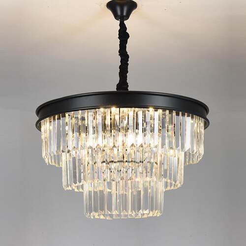 餐吊灯黑色工业风K9长条水晶客厅灯60cm卧室灯蜡烛极简LED灯