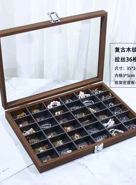 正品首饰收纳盒档精致珠宝高项链戒指耳钉耳环层展示大木容量质单