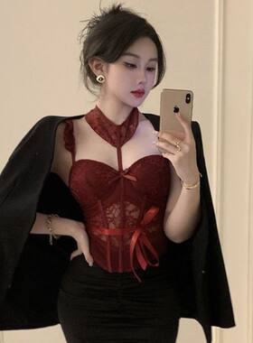 美式鱼骨吊带外背心女带胸垫一24595体抹胸美背穿妹辣辣上衣短款