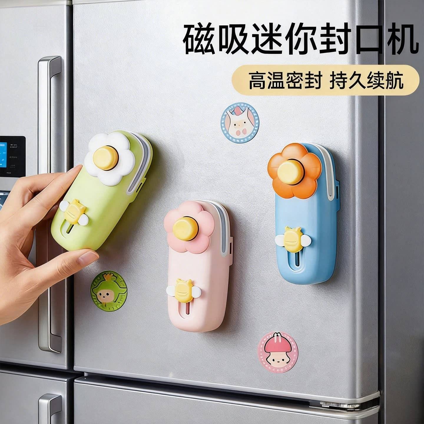 封口机磁吸二合一零食密封器迷你冰箱贴多功能塑封机快递拆封口机
