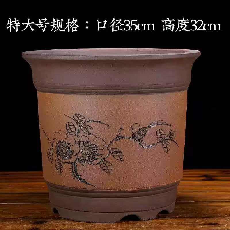 大码特大号紫砂花盆兰花盆大口径陶瓷花盆种树大花盆
