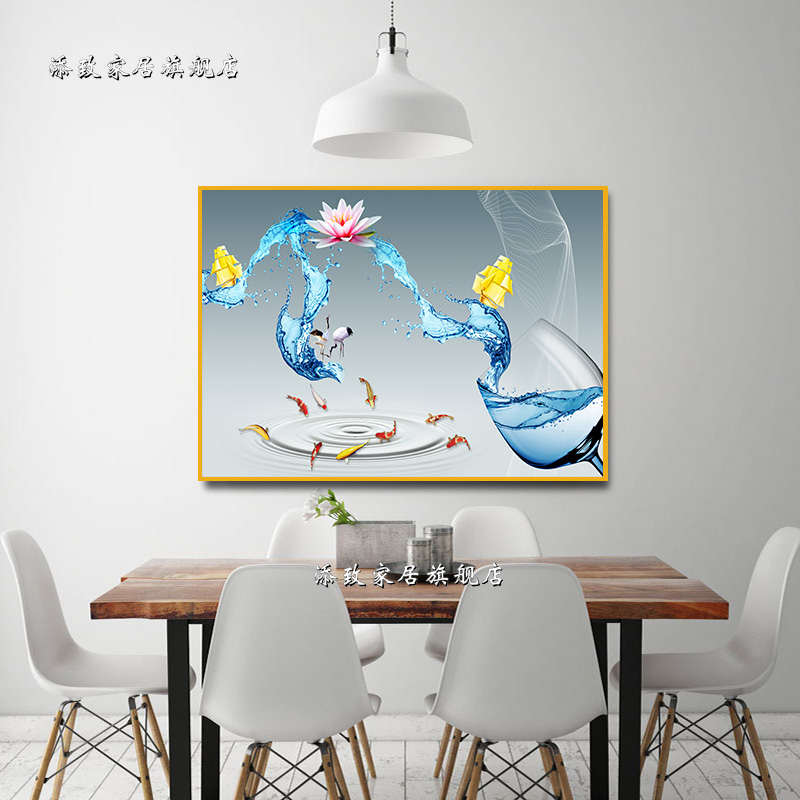 餐厅墙挂画装饰画现代简约餐桌画歺厅饭厅墙面壁画轻奢金属框晶瓷图片