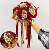 中国真风新厂家直供娘秀手捧花仿花婚礼禾服搭配拍照摄影郎接亲新