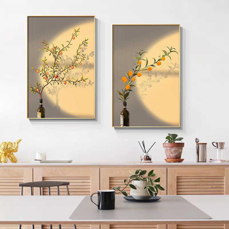 北欧奶油风客厅装饰画花卉光影静物客厅落地壁画卧室楼梯走廊挂画图片