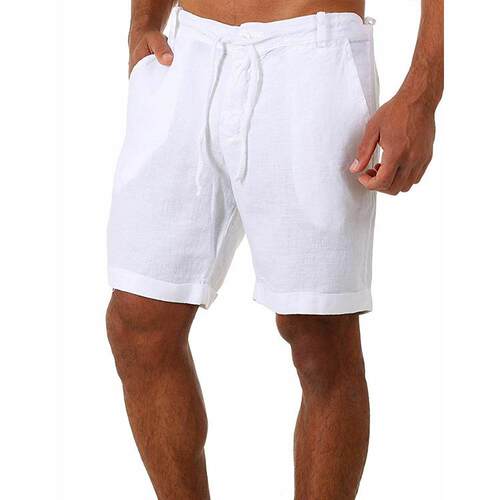 Cotton and linen lace up sports pants men's