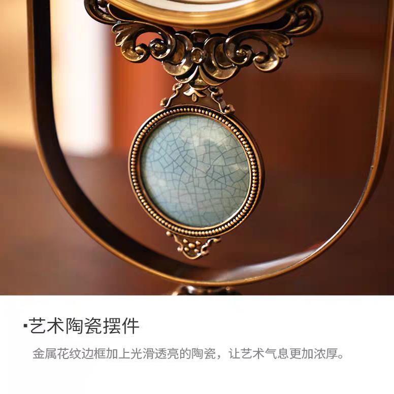美式表摆台式轻奢座钟客厅现代简约时钟装饰家用摆件复古石英钟表