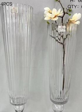 婚器XD2282庆装饰花条瓶直花透明玻璃纹花插花