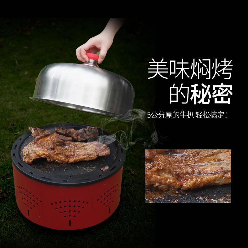 新款直销烧烤炉跨境便携式圆形烧炭户外韩式不锈钢烤炉烤肉