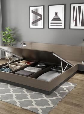 床现代简约实高箱储物床1.5米小户型主卧双人1.8米榻榻米木板式床