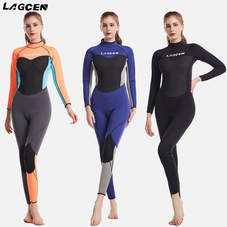 LAGCEN/朗晨2.5MM潜水服女氯丁橡胶加厚保暖深潜连体冲浪服潜水衣