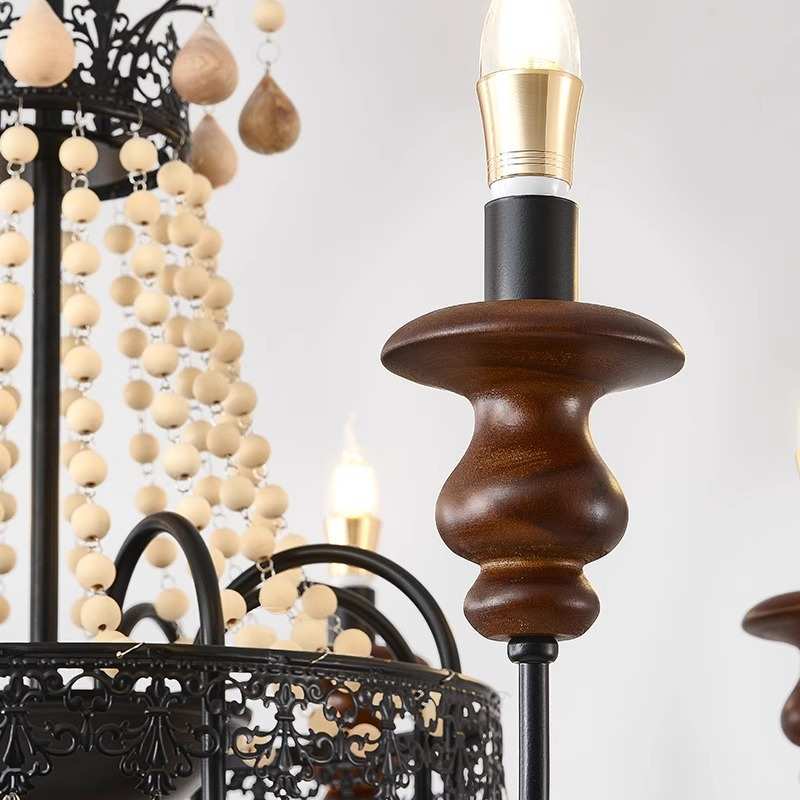 法式复古吊灯黑色高级感水晶客厅灯美式中古风餐厅吧台卧室书房灯