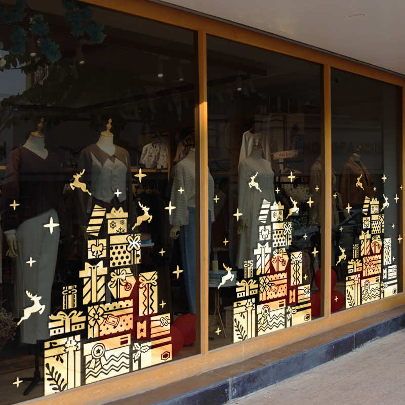 圣诞装饰窗贴元旦窗花贴新年店铺橱窗装饰玻璃门贴纸虎年春节