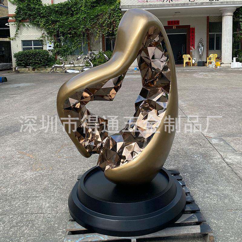不锈钢菱形钻石抽象雕塑大型户外景观售楼部几何切块面雕塑