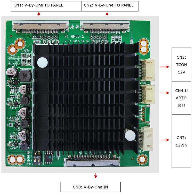 4K 120HZ转接板PS-6M60-C驱屏板4K转换4K2口转双接口转折板倍增板