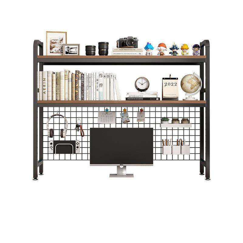 带网格书架书桌收纳置物架桌面多层铁艺架子学生电脑桌桌上洞洞板