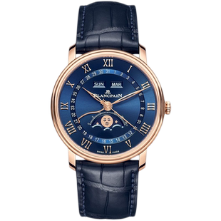 盒证[9.8新]宝珀经典系列18k玫瑰金自动机械手表男6654-3640-55