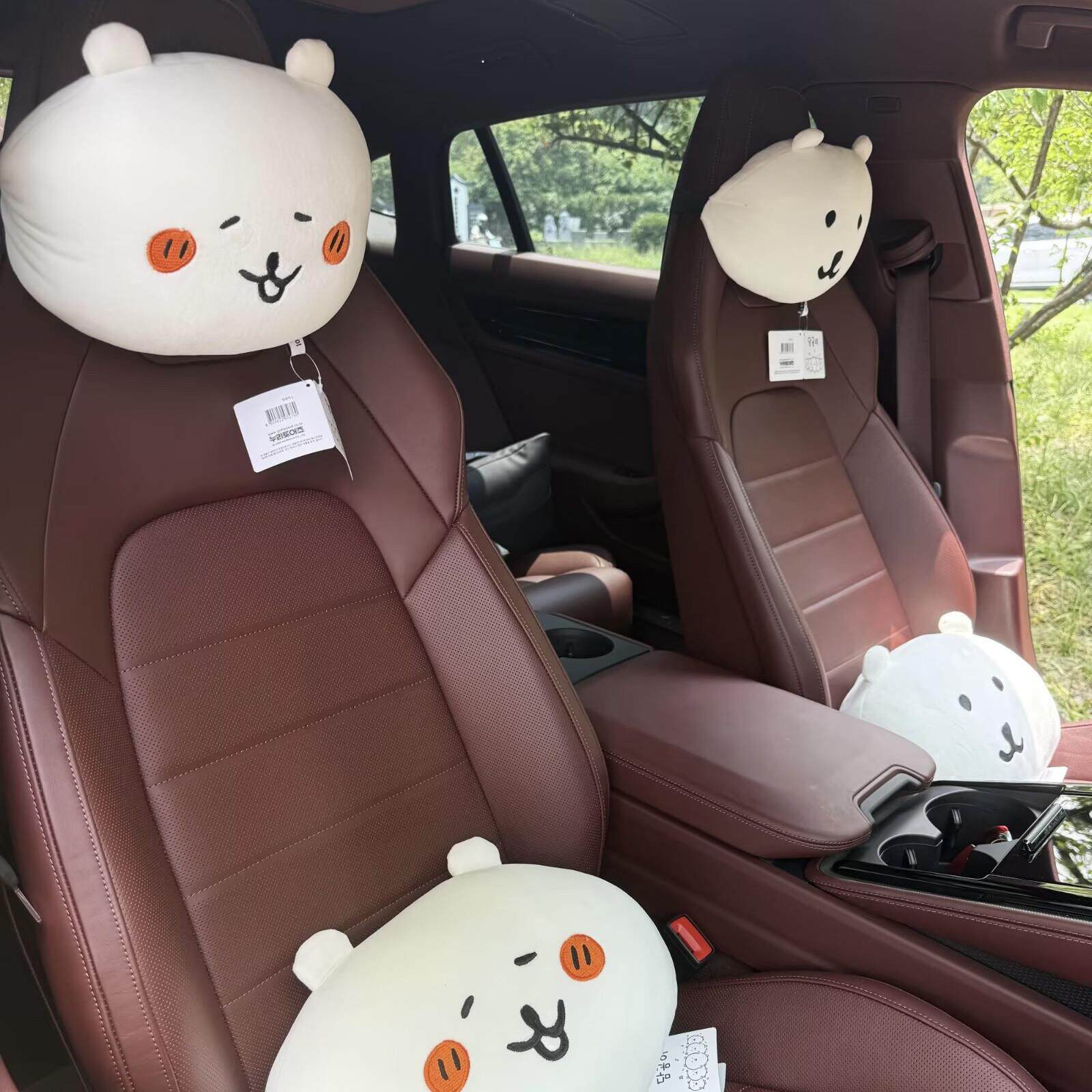 可爱自嘲熊毛绒卡通汽车头枕护颈枕女生卡通腰靠枕车饰用品通用萌