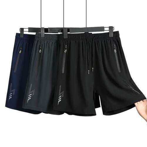 Mens Sports Shorts With Zipper Pockets Running Fitness