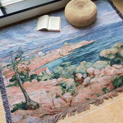 tapestry throw北欧风情油画风挂毯背景布披毯沙发巾装饰盖布