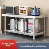 储物架 家用搁板柜 加厚不锈钢厨房架 落地双层微波炉锅架