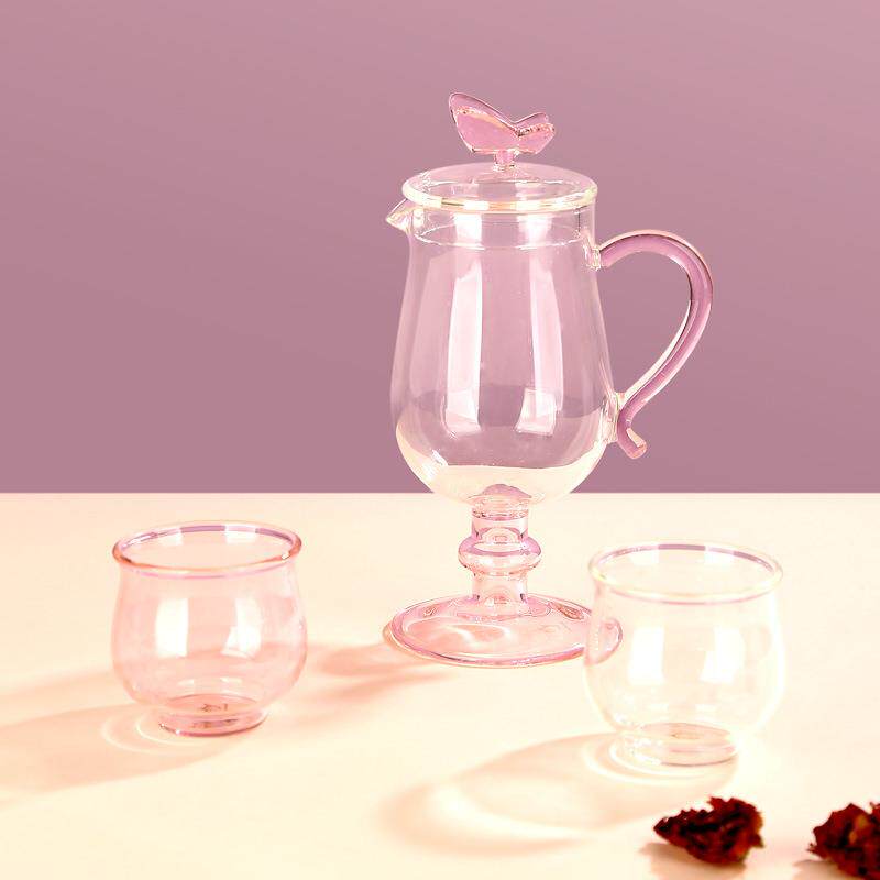 明尚德轻奢玻璃杯茶水分离茶壶家用复古玻璃茶具套装高颜值花茶壶