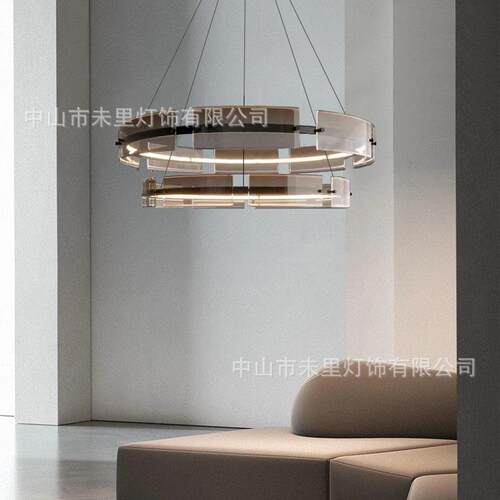 北欧后现代大厅客厅吊灯简约现代包间极简餐厅卧室圆形艺术玻璃片