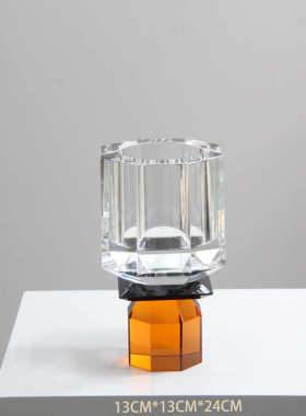 玄关简约创意软民摆件装装饰样板间感现代客厅宿水晶玻璃花瓶家居