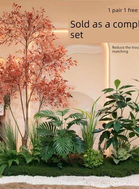 模拟绿色植物造景组合窗饰假植物造景庭院布置入口大厅室内氛围树