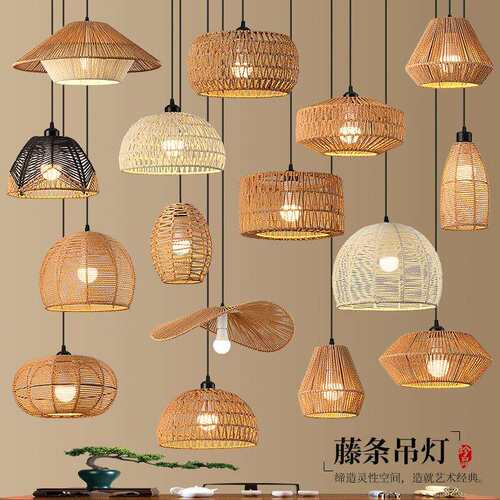 美式乡村麻绳田园吊灯创意个性餐厅火锅奶茶店复古工业风卡座吊灯