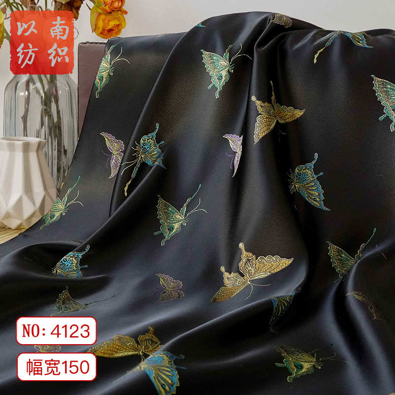 面料提花手腕彩蝶【织锦缎】蝴蝶布质感飞舞旗袍汉服包中式新色织