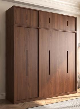 木月实木推拉门合衣衣现代简约XBS组柜原木胡桃色移柜门趟门卧室