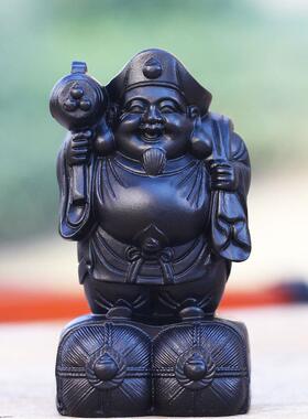 古法琉璃大黑天财神佛像佛堂供奉神像摆件手工琥珀色金黄色财神