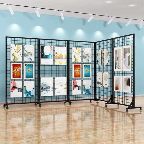 贴画展架折叠网格展示架画展画室幼儿园展示架美术展览架移动户外