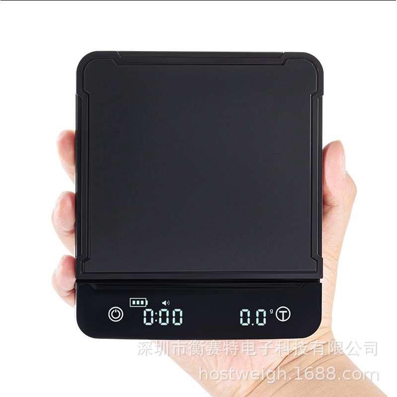 新款带防水手冲家用咖啡秤触摸屏电子秤充电厨房咖啡称3KG带计时