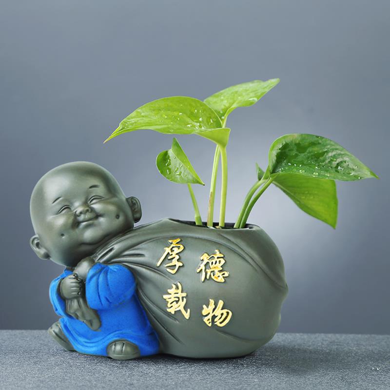 紫砂茶宠摆件绿植可养水培花器茶台茶具配件摆设茶桌摆件图片