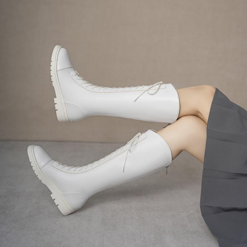 高档女童筒靴子秋冬加绒长棉公丁主走秀皮靴女大靴童长靴儿童高筒