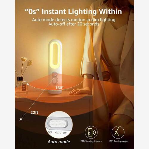 LED Motion Sensor Night Light 2 in 1 Portable Flashlight wit