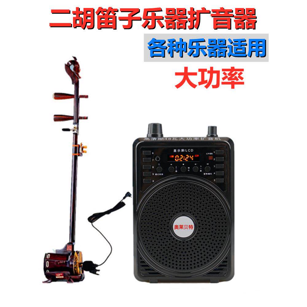 二胡无线扬声器48W大功率扬声器教师导游笛子葫芦丝乐器拾音器