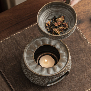 鎏金复古中式 家用蜡烛加热底座茶器香薰香炉茶炉茶台茶具