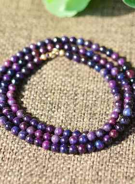 天然老料油润皇家紫舒俱来3圈手链项链复古优雅风女款苏纪石4.5MM