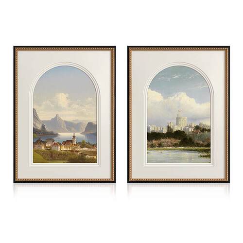 多层卡纸拱形挂画客厅展厅艺术装饰画欧式法师复古玄关艺术壁画