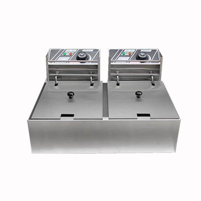 加厚版双缸双筛电炸炉商用油炸锅炸薯条机炸鸡炉小吃摆摊神器