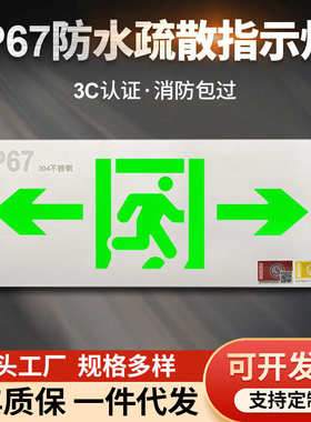 指示灯灯标志防水安全疏散应急灯隧道户外不锈钢消防ip67出口led