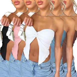 clothes twist strapless off tube summer streetwear ruched
